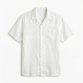 Half sleeve white lenin shirt - Relaxed fit
