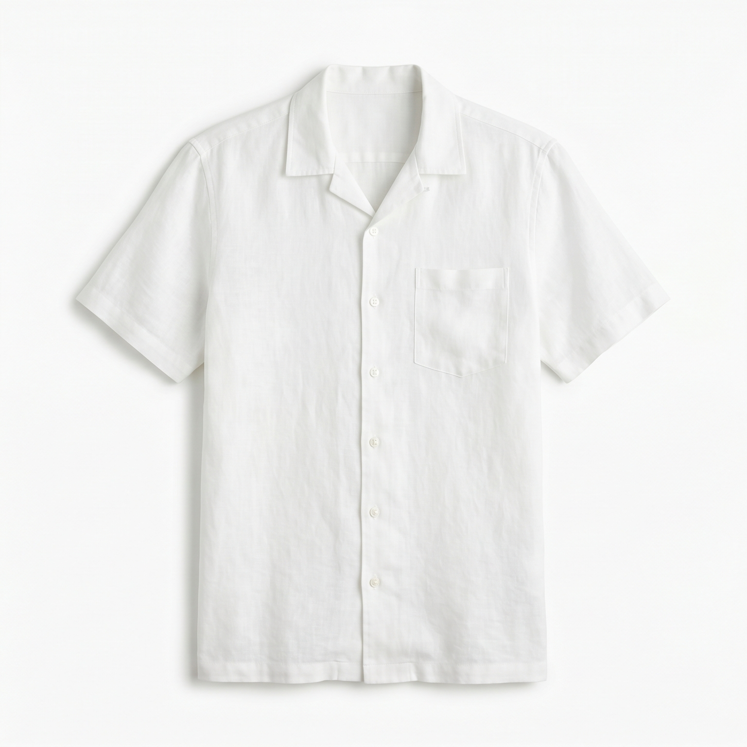 Half sleeve white lenin shirt - Relaxed fit