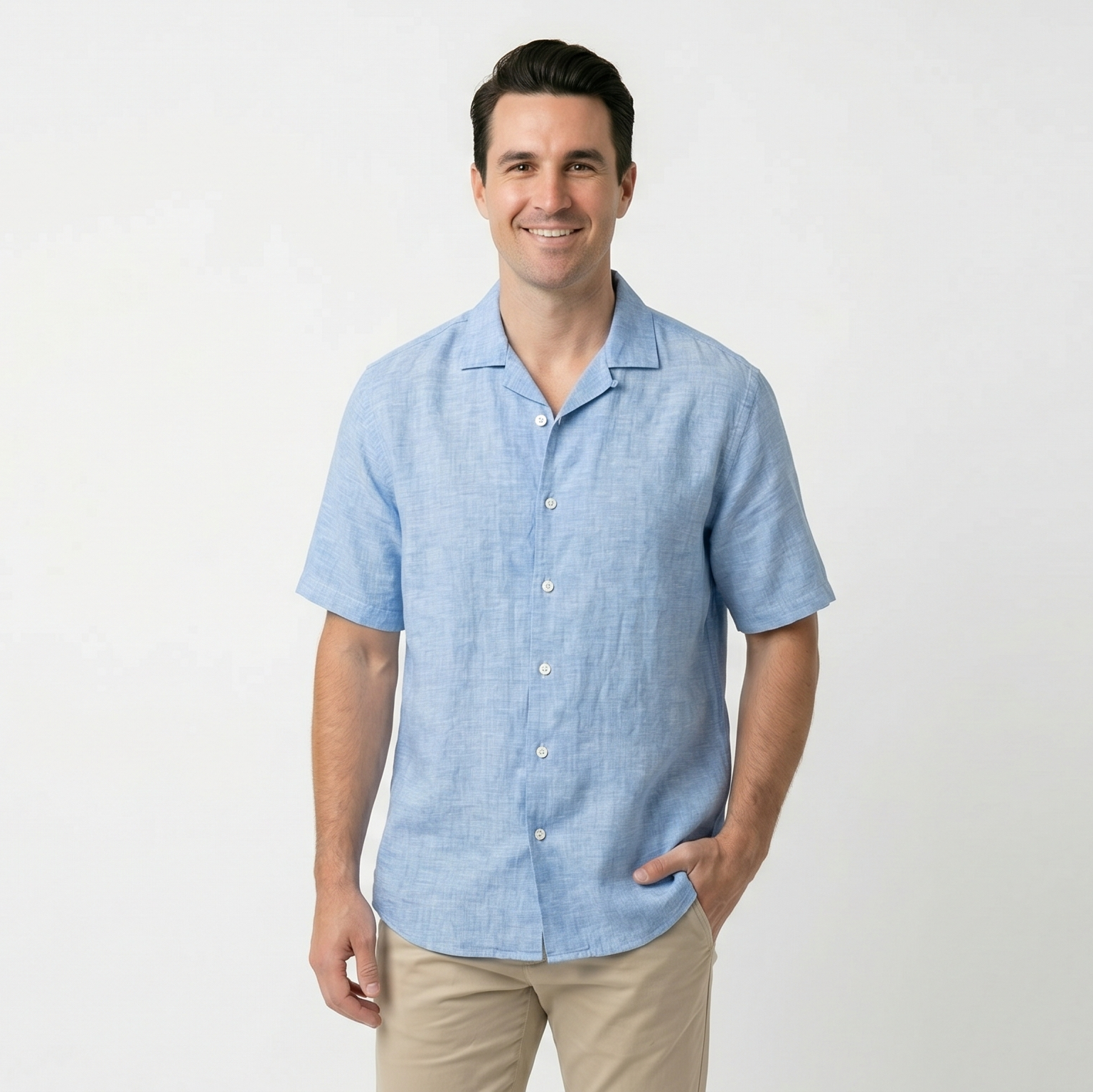 Half sleeve Light blue shirt - Relaxed fit