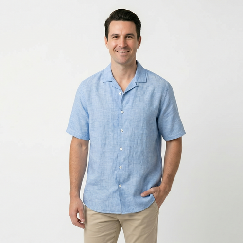 Half sleeve Light blue shirt - Relaxed fit